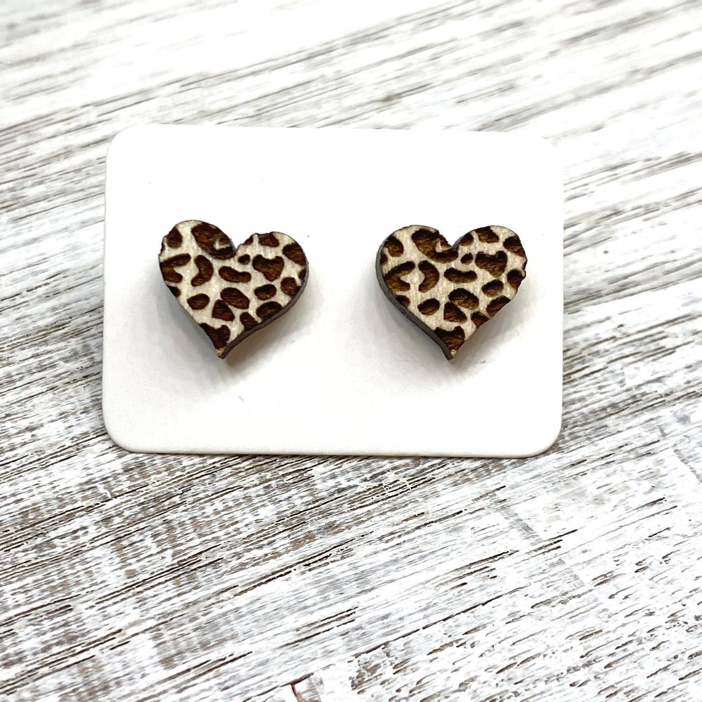 Holly and Liz - Leopard Print Heart Studs