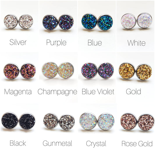 Signature Collection- Druzy Stud Earrings- 10mm