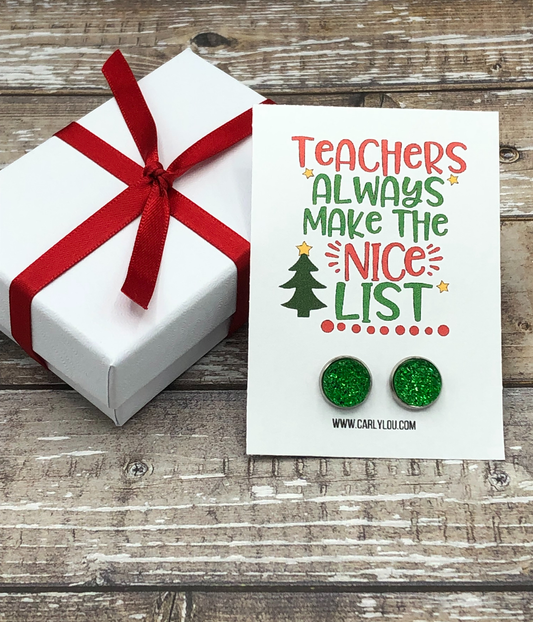 Christmas Teacher Earring-Teachers Always Make the Nice List