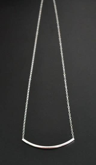 Silver Curved Bar Necklace