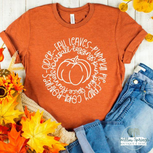 Fall Words Circle Tee