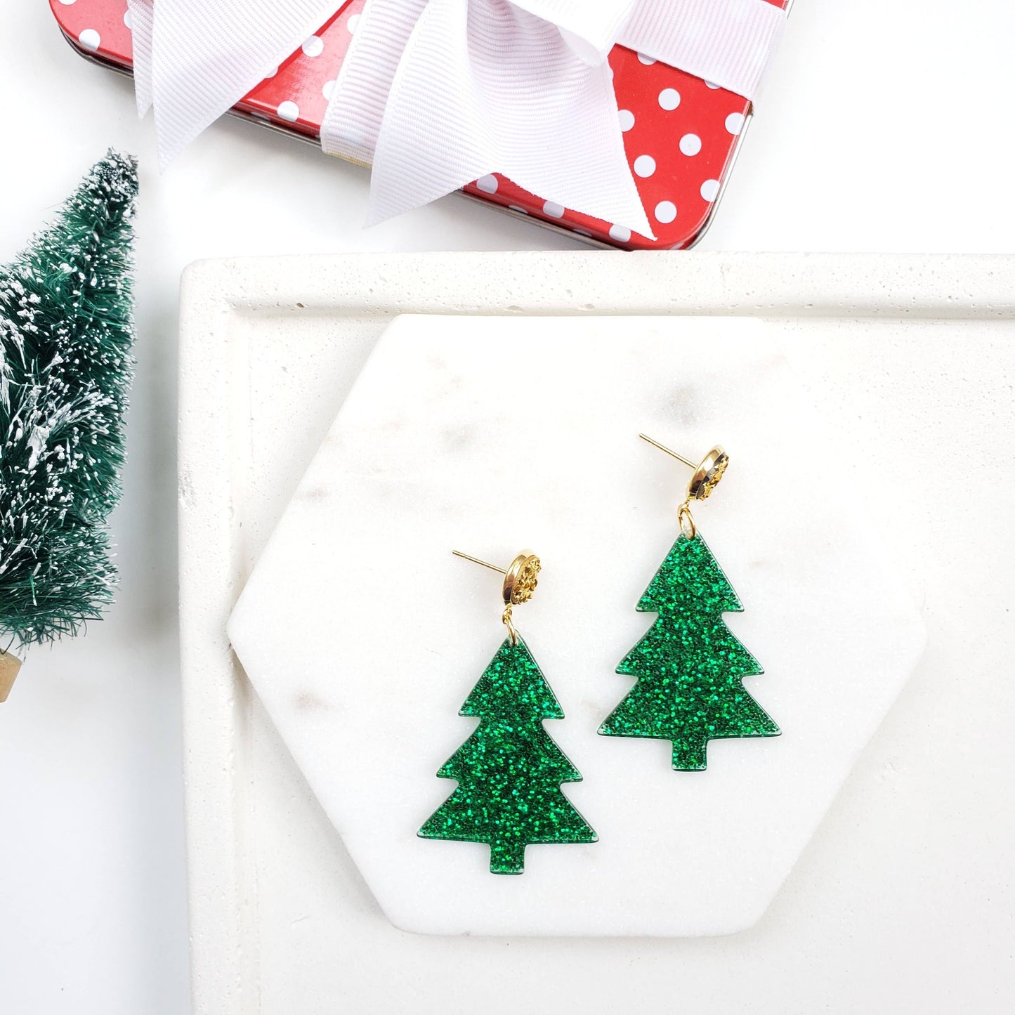 Oh Christmas Tree Earrings with Druzy Studs